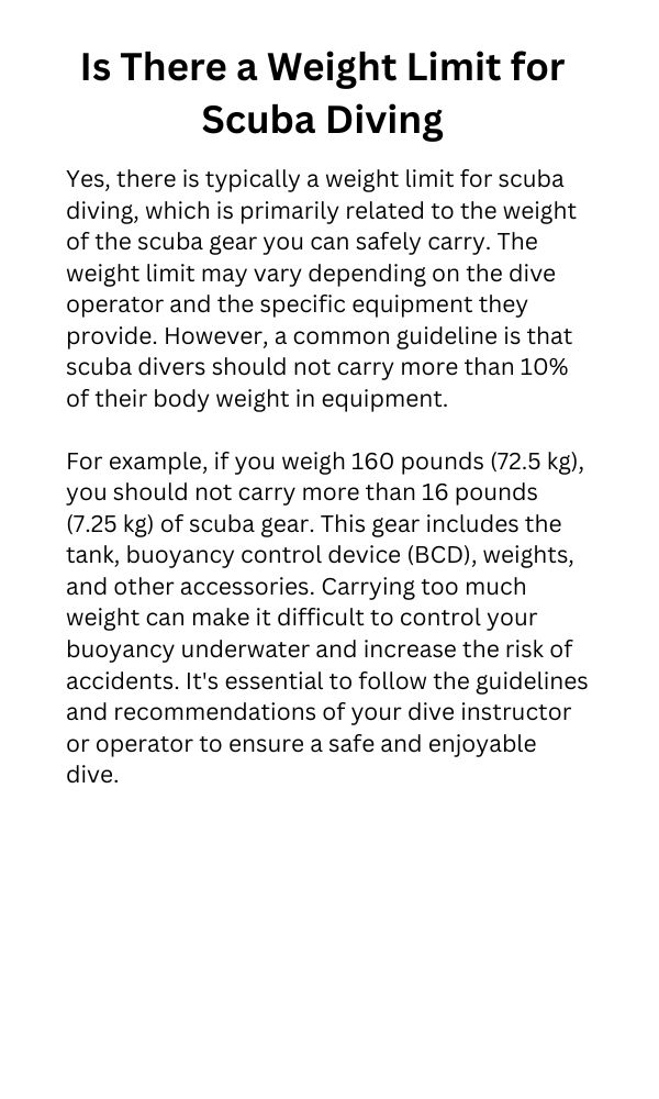 Scuba Diving Weight Limit